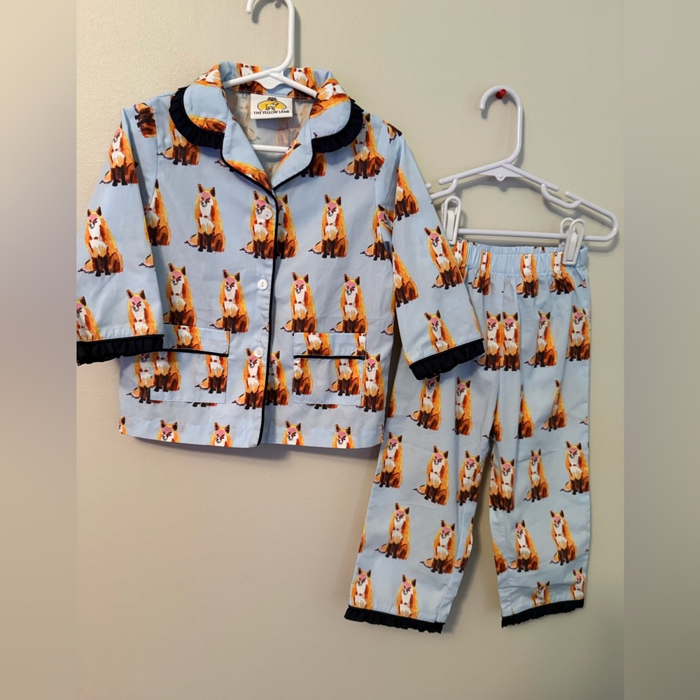 The Yellow Lamb Fox Print Kids Pajamas